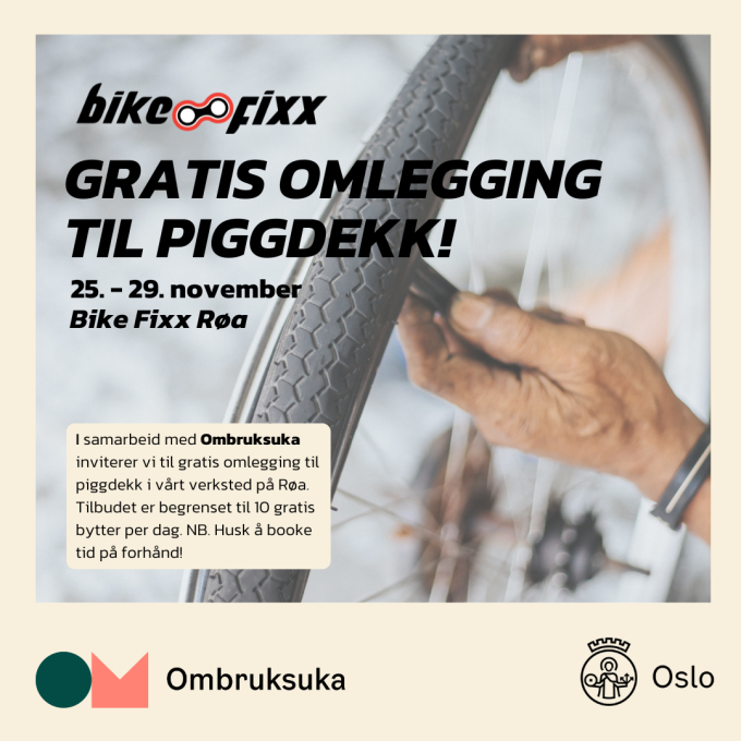 Gratis omlegging til piggdekk hos Bike Fixx Røa